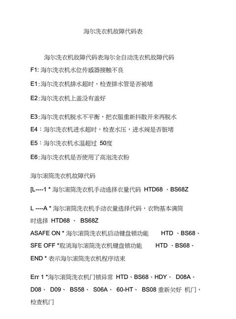 海尔洗衣机E1故障代码解析及解决方法