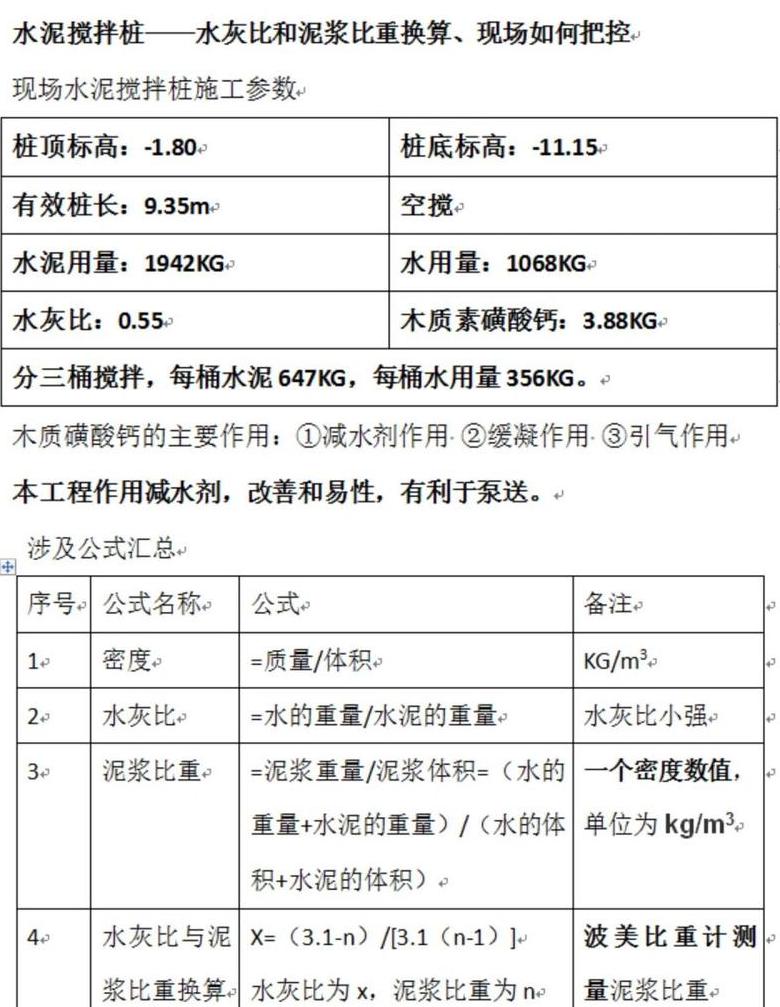 水泥浆水灰比计算方法及实际应用解析