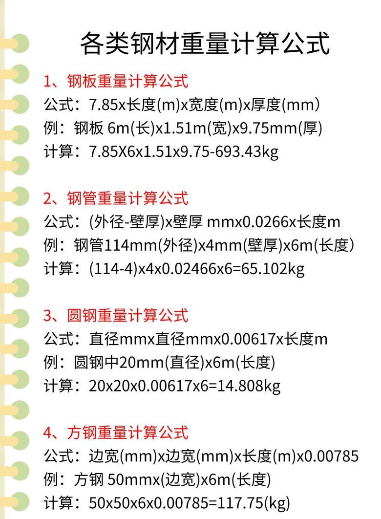 钢材重量计算公式详解及表格解读